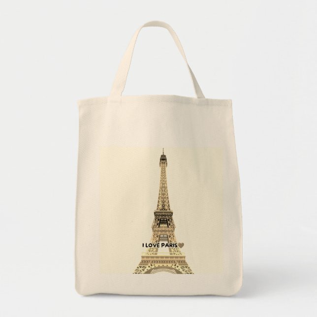 Eiffel Tower Chic Canvas Tote Bag Tygkasse (Framsidan)