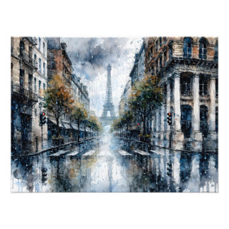 Eiffel Tower in Paris during rain Fototryck