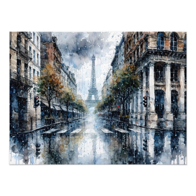 Eiffel Tower in Paris during rain Fototryck (Framsidan)
