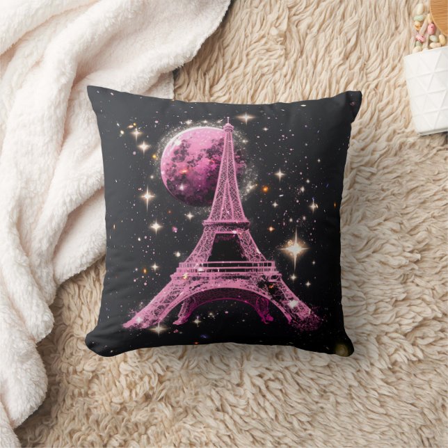 Eiffel Tower Night Moon           Kudde (Filt)