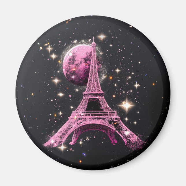 Eiffel Tower Night Moon           Magnet (Framsidan)