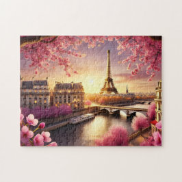 Eiffel Tower Paris France Cherry Blossom Romantic Pussel