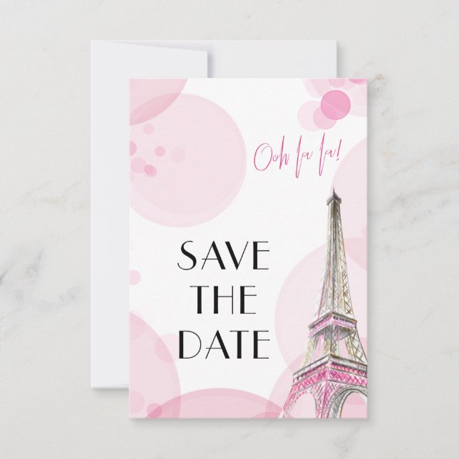 Eiffel Tower Rosa Paris Sweet 16 Spara Datumet (Framsida)