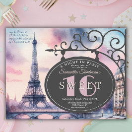 Eiffel Tower Sweet 16 Birthday Invitation Postcard Vykort