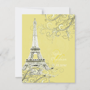 Eiffel Tower + virvlar Bröllopsinbjudningar Inbjudningar