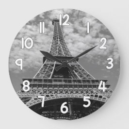 Eiffel Tower Wall Clock – Black and White Paris Ho Stor Klocka