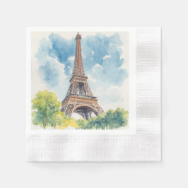 Eiffeltornet akvarell Paris Frankrike målad Pappersservett