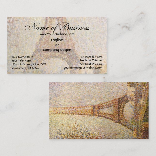 Eiffeltornet av Georges Pierre Seurat Visitkort (Fram/baksida)