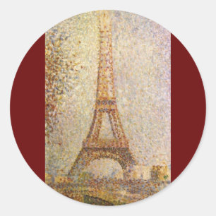 Eiffeltornet av Georges Seurat, Vintage finkonst Runt Klistermärke