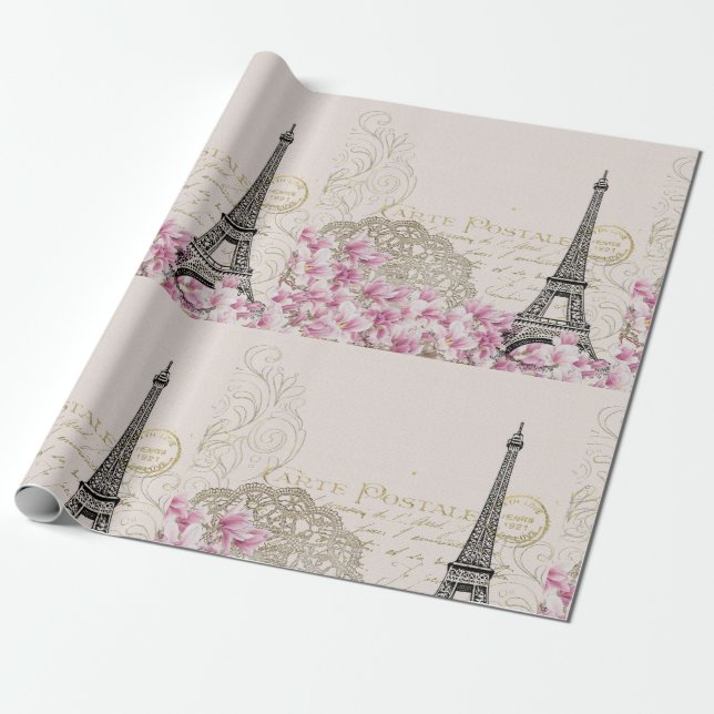 Eiffeltornet Bästa Bröllopsdestination Paris Europ Presentpapper (Utrullad)