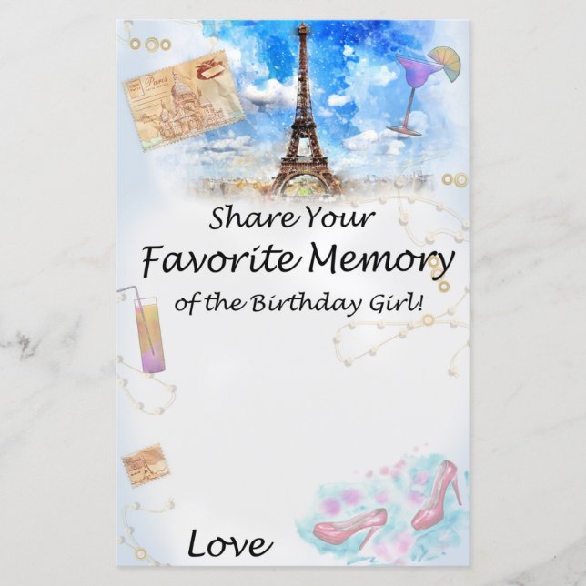 Eiffeltornet Favoritminne av födelsedagsflickan (Framsida)