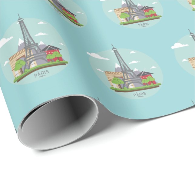 Eiffeltornet Franska Paris Frankrike  Presentpapper (Rullad Hörn)