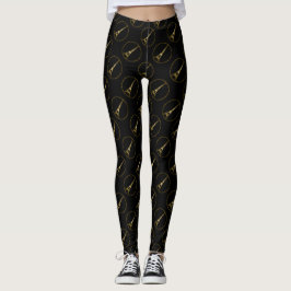 Eiffeltornet guld glitter gnistrar mönster svart leggings