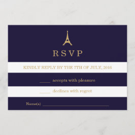 Eiffeltornet guld med ränder RSVP-kort Inbjudningar