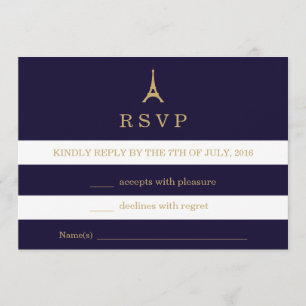 Eiffeltornet guld med ränder RSVP-kort Inbjudningar