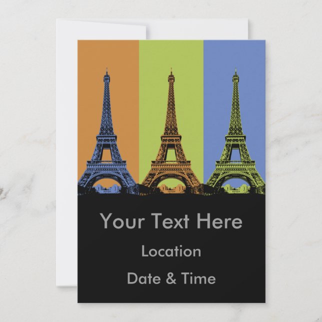 Eiffeltornet i Paris Triptych Inbjudningar (Framsida)
