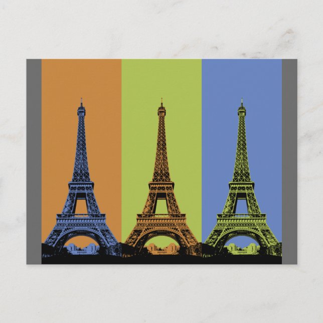 Eiffeltornet i Paris Triptych Vykort (Framsida)