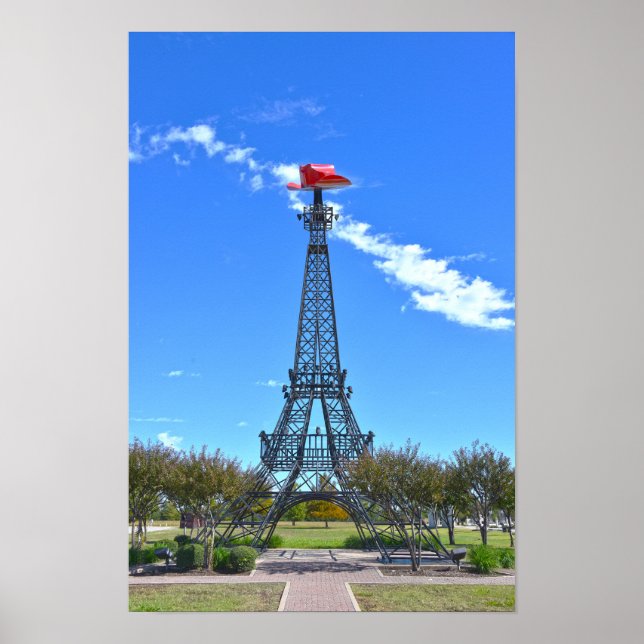 Eiffeltornet iförd röd cowboyhatt, Paris, Texas Poster (Framsidan)