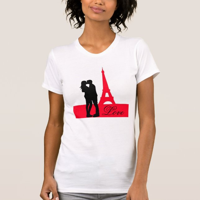 Eiffeltornet Kärlek Silhuett Tee (Framsida)