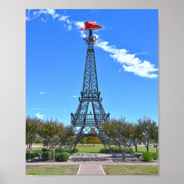 Eiffeltornet med röd cowboyhatt, Paris, Texas Poster (Framsidan)