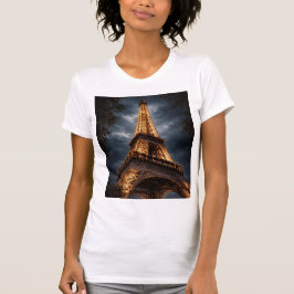 Eiffeltornet Natt Paris Konst – Romantisk Stadslju T Shirt