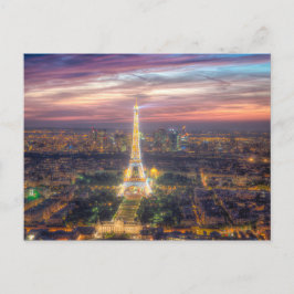 Eiffeltornet på natten, Paris Frankrike Vykort