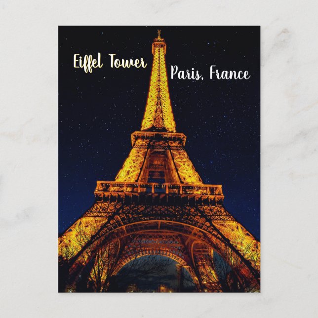 Eiffeltornet på natten – Paris Vykort (Framsida)