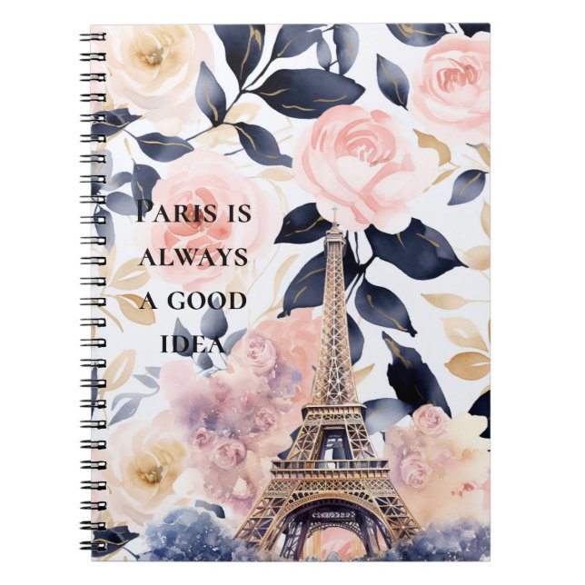Eiffeltornet Paris Blommor Anteckningsbok (Framsidan)