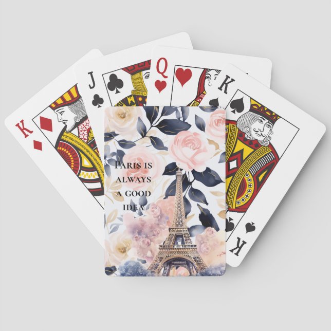 Eiffeltornet Paris Blommor Casinokort (Baksidan)