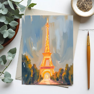 Eiffeltornet Paris Frankrike Akvarell Vykort