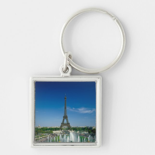 Eiffeltornet, Paris, Frankrike Fyrkantig Silverfärgad Nyckelring (Framsidan)