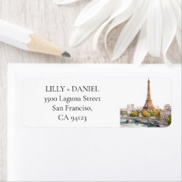 Eiffeltornet Paris Frankrike Returadress Etikett