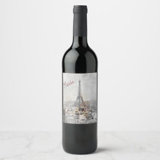 Eiffeltornet Paris Frankrike Vin Etikett – Elegant
