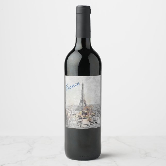 Eiffeltornet Paris Frankrike Vin Etikett – Elegant (Framsida)