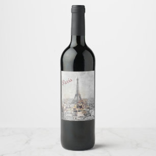 Eiffeltornet Paris Frankrike Vinetikett – Elegant Vinflaska Etikett