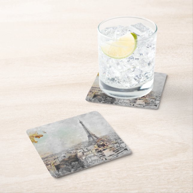 Eiffeltornet Paris Fyrkantig Pappunderlägg Underlägg Papper Kvadrat (Insitu)