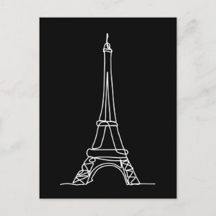 Eiffeltornet Paris Minimalist Linje Konst Vykort