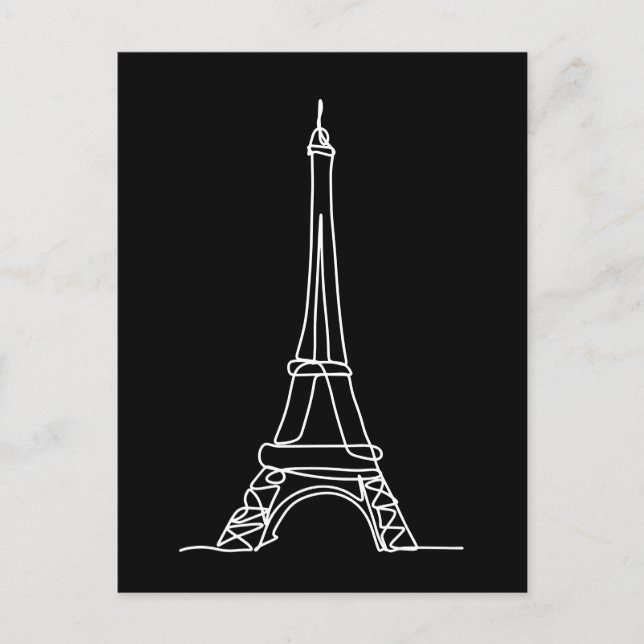 Eiffeltornet Paris Minimalist Linje Konst Vykort (Framsida)