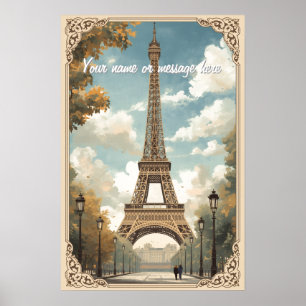 Eiffeltornet Paris Resa Vintage Retro Konst Namn Poster