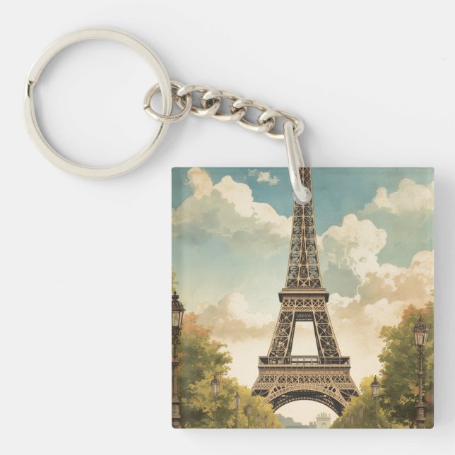 Eiffeltornet Paris Resa Vintage Stil Retro Konst (Framsidan)