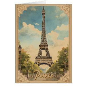 Eiffeltornet Paris Resa Vintage Stil Retro Konst Hälsningskort