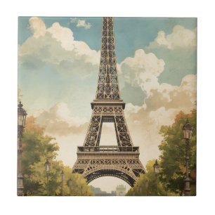 Eiffeltornet Paris Resa Vintage Stil Retro Konst Kakelplatta