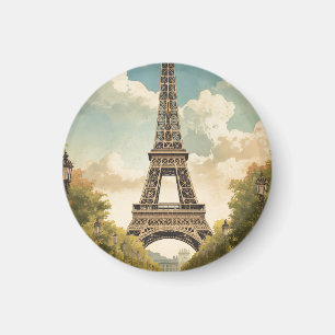 Eiffeltornet Paris Resa Vintage Stil Retro Konst Magnet