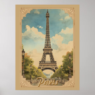 Eiffeltornet Paris Resa Vintage Stil Retro Konst Poster