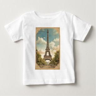Eiffeltornet Paris Resa Vintage Stil Retro Konst T Shirt