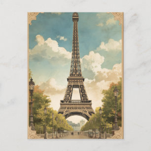 Eiffeltornet Paris Resa Vintage Stil Retro Konst Vykort