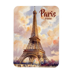 Eiffeltornet Paris Solnedgång Akvarell Resa Anpass Magnet