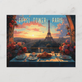 Eiffeltornet Paris Stad Illustration Resa Konst Vykort