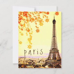Eiffeltornet Paris Stad Rustik Vintage Utsikt Post Vykort