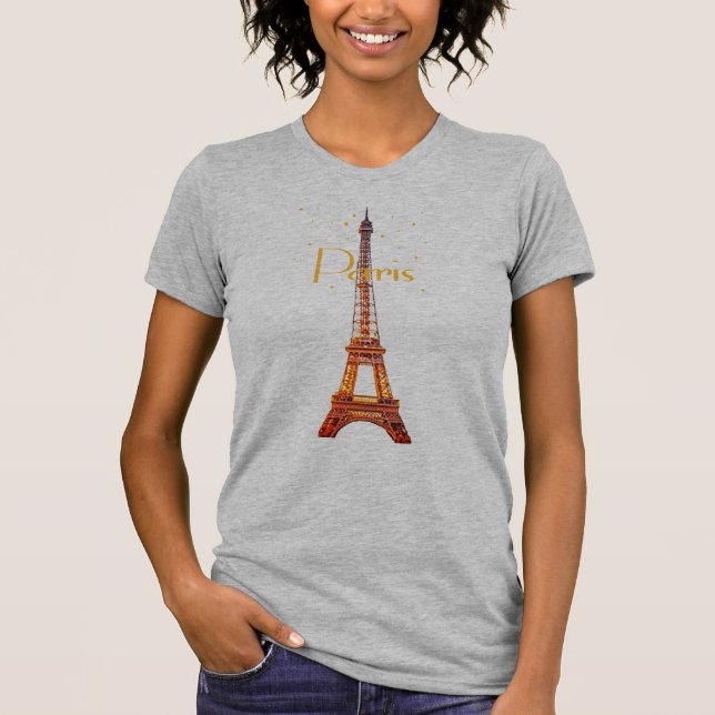 Eiffeltornet Paris Text T Shirt (Framsida)